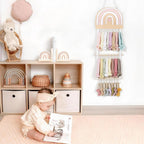 POVETIRE Headband Holder Bow Holder for Girls Hair Bows, Rainbow Hair Accessories Organizer Storage Wall Hanging Display for Baby Girl Nursery