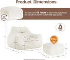 KISLOT Cloud Large Bean Bag Chair with Ottoman for Adults,Ultra Soft Bean Bag with Armrests,Stuffed BeanBag Chair for Napping, Gaming,Vacuum-Compressed for Easy Gifting,48 Hours to Fluffs Up,Beige