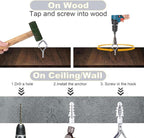 10 PCS Eye Screw Hooks for Hanging Heavy Duty with Safety Buckle.Metal Ceiling Hooks for Hanging Plants,Cup,Wind Chime,Bird Feeders,christmas String Lights at Indoor&Outdoor,2.36 Inch(No Drill Bit)