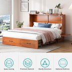 BALUS Queen Murphy Bed with Mattress Included, Chest Murphy Bed -Cherry | Tri-Fold Mattress, USB Charing Station, Spacious Drawer, Space Saving, Queen Bed Frame