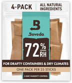 Boveda 72% Two-Way Humidity Control Packs For Wood Humidifier Boxes – Size 60 – 4 Pack – Moisture Absorbers – Humidifier Packs – Hydration Packets in Resealable Bag