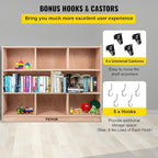 VEVOR Cubby Mobile Tray Storage Cabinet, 8-Compartment Cubby Storage Shelf, Cubby Storage Cabinet 3-Shelf, Classroom Cubbies, Classroom Furniture for Home, Daycare and Preschool, Natural