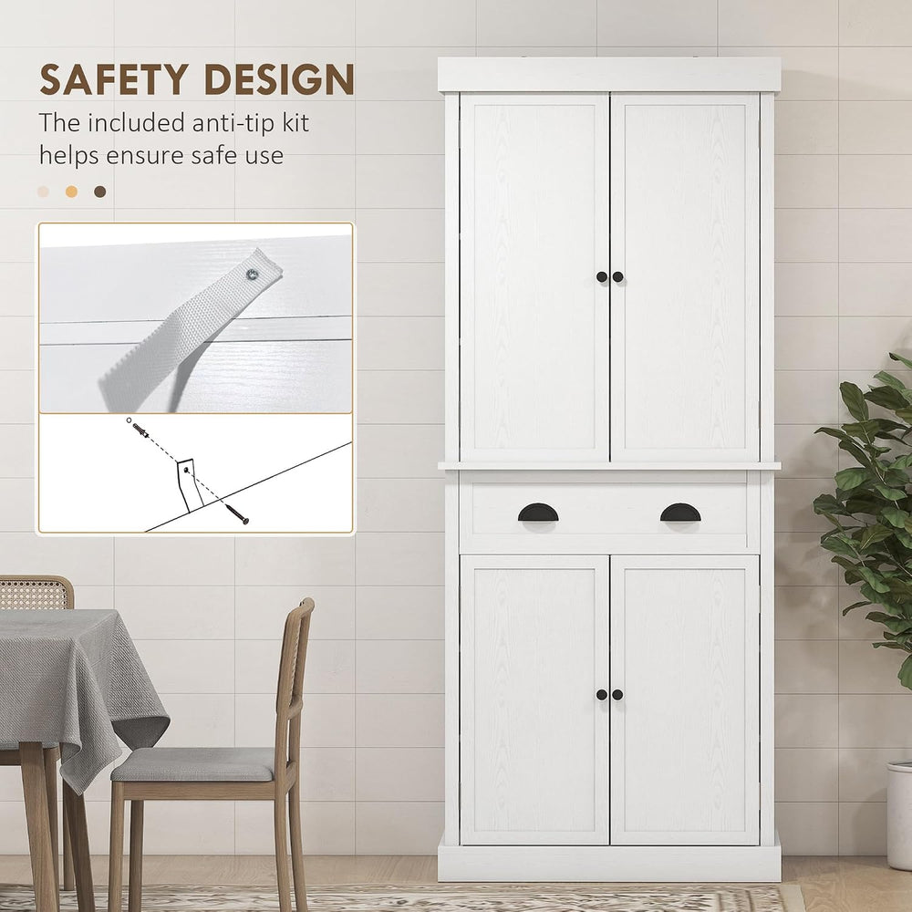 72.5" Kitchen Pantry Cabinet,Traditional Freestanding Storage Cabinet wi...