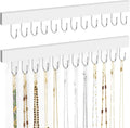 ZEDODIER 2 Pack Necklace Organizer Wall Mount, Wooden Jewelry Hanger Necklace Holder with 24 Hooks,Hanging Jewelry Organizer, White
