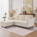 Kingfun 88" L-Shape Sofa, Chenille Sectional Couch, Mid Century Modern Couches with Solid Wood Frame for Living Room & Bedroom, Beige