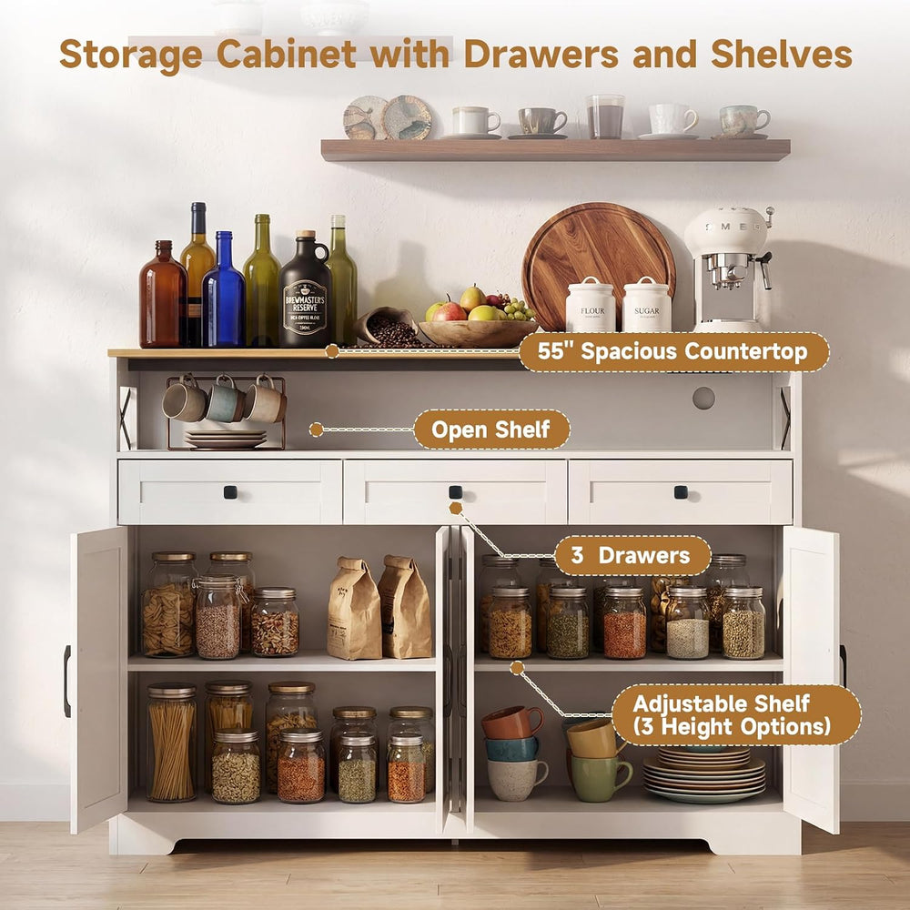 Lahomie Sideboard Buffet Cabinet with Storage, 55" Kitchen Buffet Cabine...