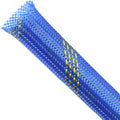Braided Cable Sleeving, PET Expandable Braided Cable Sleeve, Flexible Mesh Sleeving Cord Management for Audio Video and Other Home Device, Cord Protector from Pets (Blue Gold, 1/2" x 25ft)