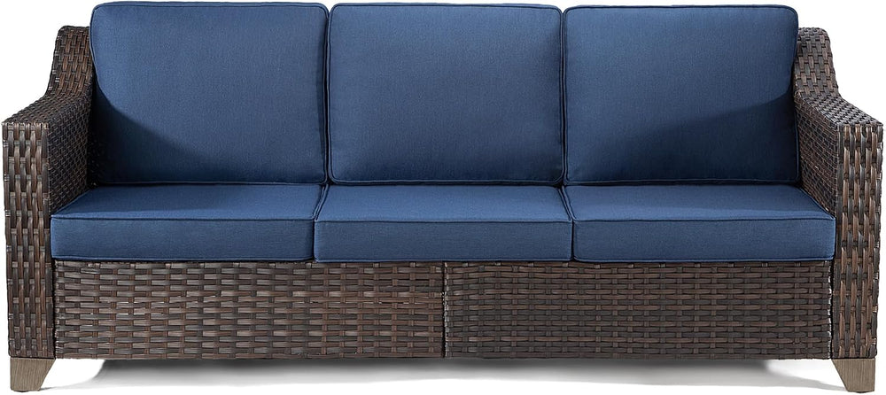 Outdoor Couch, Wicker Outdoor Conversation Set | Patio Couch with Olefin Remo...