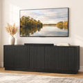 63'' Fluted TV Stand for TVs up to 75'', Modern Long Media Console with Storage Cabinets & Adjustable Shelves,Entertainment Center for Living Room Bedroom (Black)