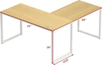 SHW Mission 55 x 60 Inches L-Shape Home Office Computer Desk, Oak