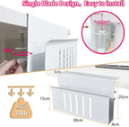 Desk Side Storage, Under Desk Storage, No Drill Steel Hanging Desk Organizer, Laptop Holder, Table Hanging Storages Holder for Office & Home (White)