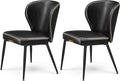 VASAGLE EKHO Collection - Dining Chairs Set of 2, Upholstered Kitchen Chairs, Comfortable Seat, Synthetic Leather with Stitching, Mid-Century Modern, Easy Assembly, Living Room Lounge, Ink Black