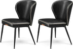 VASAGLE EKHO Collection - Dining Chairs Set of 2, Upholstered Kitchen Chairs, Comfortable Seat, Synthetic Leather with Stitching, Mid-Century Modern, Easy Assembly, Living Room Lounge, Ink Black