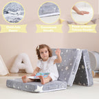 Kids Floor Mattress, Foldable Foam Mattress,57 x 23 in,Glow Star | Foldable floor mattress for kids,child trifold foam mattress,folding mat,glow-in-the-dark star,with storage bag