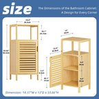HITNET Bathroom Cabinet Freestanding, Small Bamboo Floor Cabinet, 4 Tier Single Door Sofa Side Table Storage Organizer, Space Saving Kitchen Cupboard, Natural