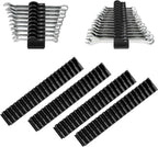 80 pcs Modular Wrench Organizers for Tool Drawers - Wrench Rack with Metric & SAE Labels, Perfect Tool Storage Holder. Gift for father, brother and boyfriend (No Magnet, Black)