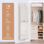STORAGE MANIAC Over the Door Shoe Organizer with Curtain Dustproof Heavy-Duty Large Deep Pocket Hanging Shoe Organizer for Closet Dorm & Narrow Door Storage Shoe Holder Shoe Rack, 9-Shelf Beige 1 Pack