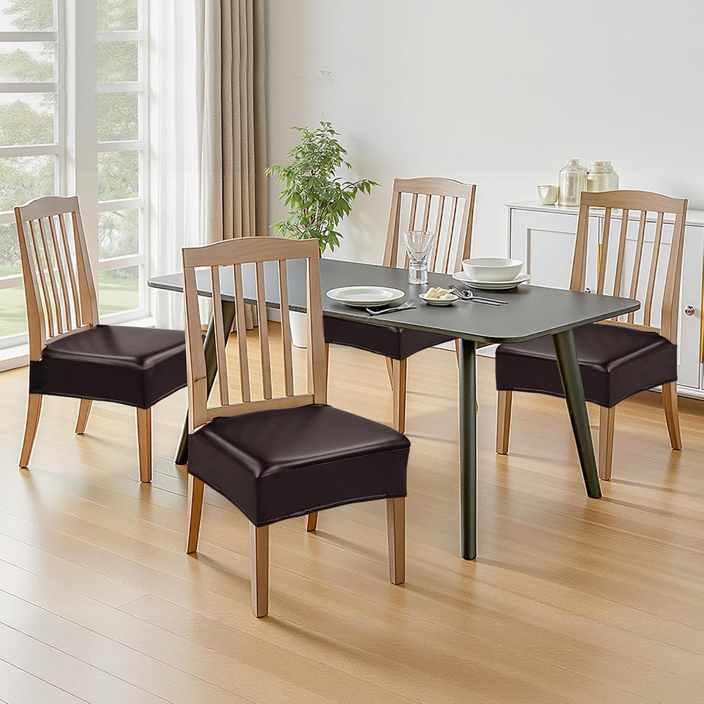 Waterproof Dining Chair Seat Covers Leather Kitchen Seat Covers, Stain Resist...