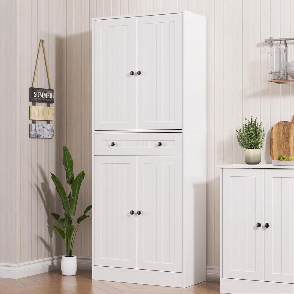 Furnify 71" Tall Kitchen Pantry Storage Cabinet with Doors & Drawer,...