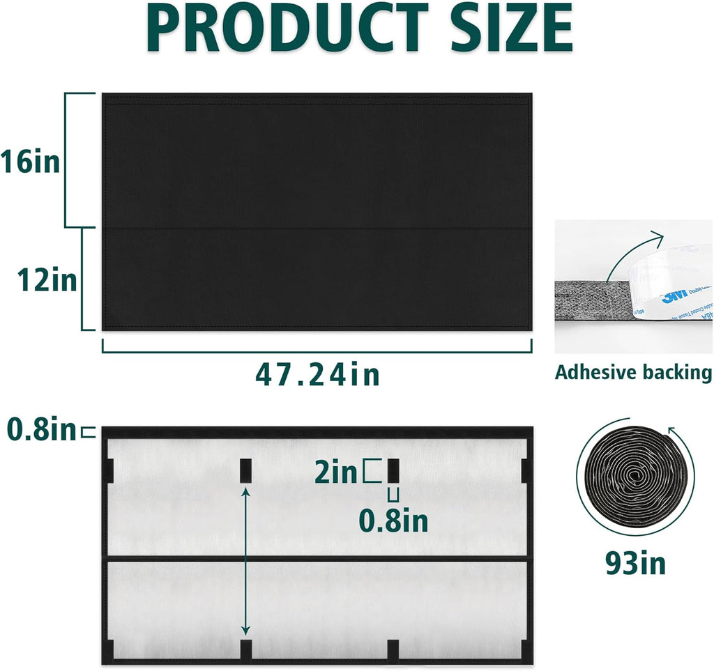 48" Under Desk Privacy Panel with Cable Management Organizer Sleeve Self-Adhesive Modesty Panel for Cord Organizer Pockets and Desk Skirt for Home Office or Standing Workstation