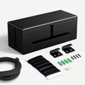 Large Cable Management Box-Stylish Wire Organizer, Wire Concealer and Wire Management Box-Wire Management Box with Protective Sleeve (Black)