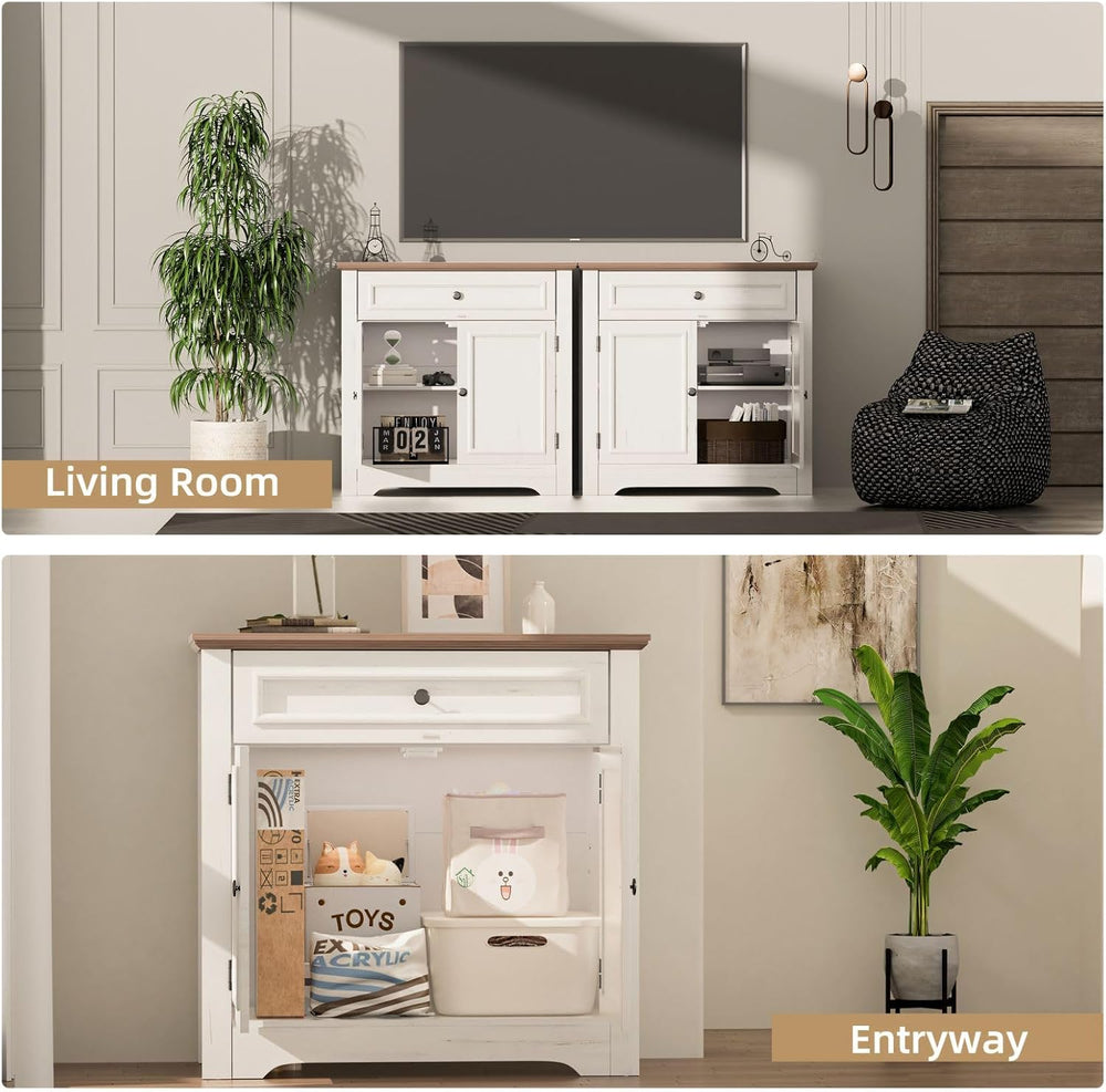 Buffet Cabinet with Storage and Drawer，Sideboard Coffee Bar with Adjustable S...