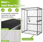 GUTINNEEN Outdoor Storage Cabinet Durable Metal Frame and Solid Wood Vertical Tool Shed with 3 Adjustable Height Shelves and Bottom Floor for Patio, Garden, Backyard, 55" L x 29" W x 67" H