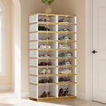 SYNCVIBE Shoe Rack Organizer for Closet Entryway Foldable Sneaker Storage Shoe, Collapsible Shoe Cabinet, Stackable Shoe Storage Cabinet with Lids for Living Room (9 Tiers -36 Pairs White Gold)