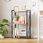 HOOBRO Bookshelf, 3-Tier Industrial Bookcase, Book Shelf Storage Organizer, Small Bookshelf with Metal Frame for Living Room, Bedroom, Home Office, Kitchen, Greige and Black BG71SJ01