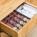 Qozary 2 Pack Socks Underwear Drawer Organizer Divider | 24 Cell, Collapsible, Cabinet Closet Organizer Storage Boxes, For Clothes, Socks, Lingerie, Underwear, Ties