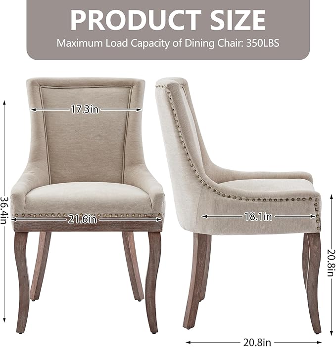 Modern Dining Chairs Set of 2, High Back Dining Chairs Side Chairs with Solid...