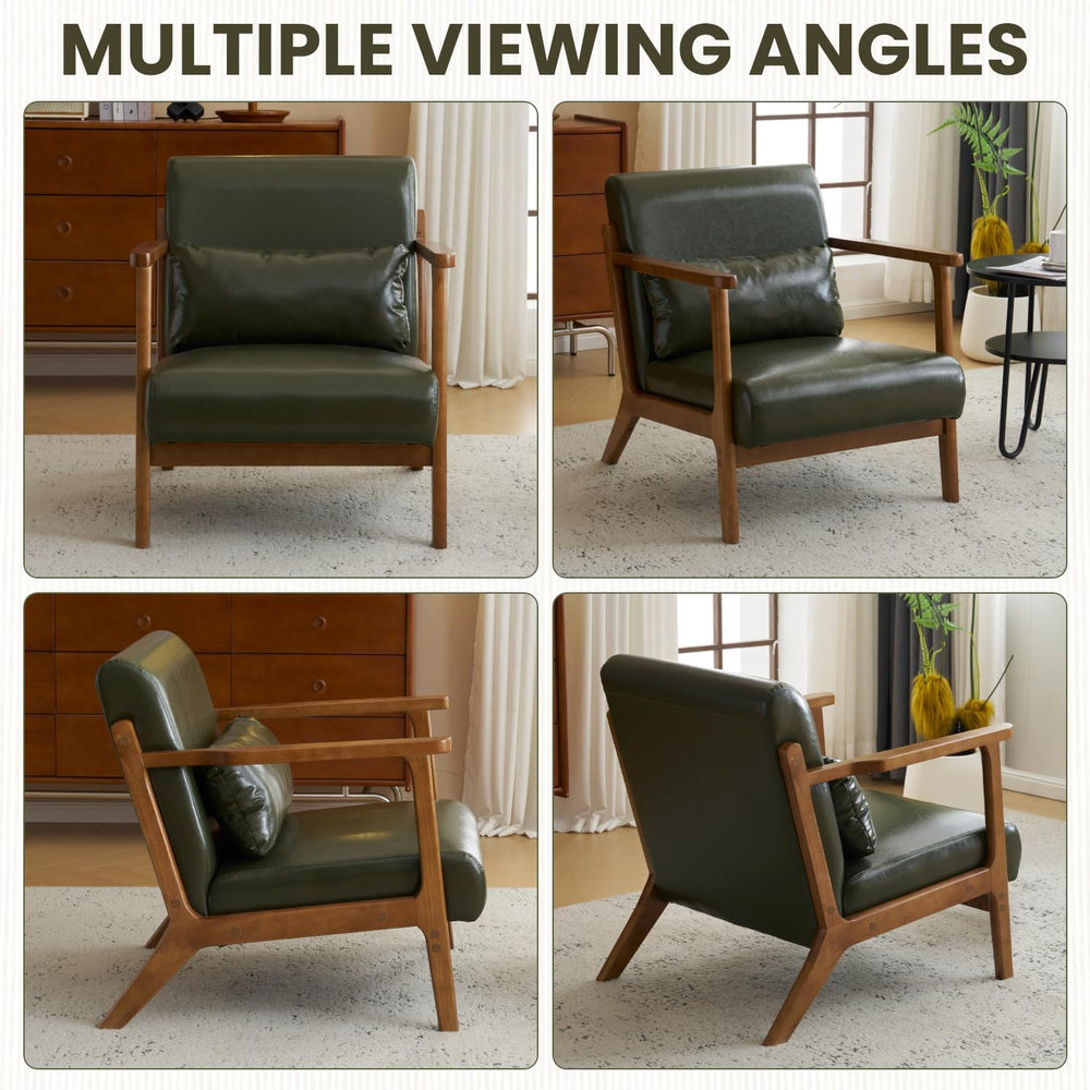 MOJAY Modern Accent Chair with Ottoman, PU Leather Upholstered Armchair Livin...