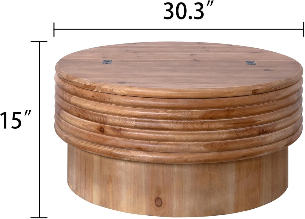 WILLIAMSPACE 30.3" Round Coffee Table with Hidden Storage for Living Roo...