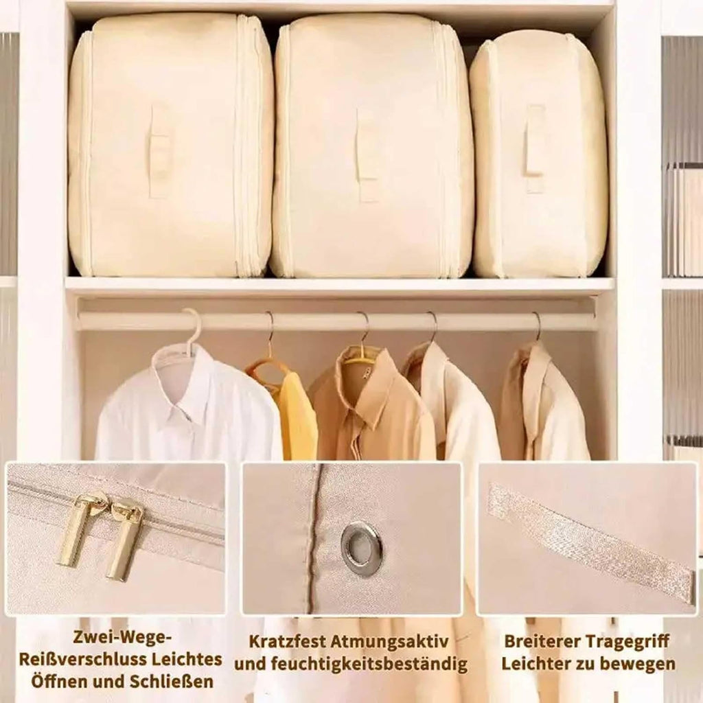 2PCS Ultra Space Saving Self Compression Organizer,Dustproof And Moisture-Proof Compression Storage Bag For King/Queen Comforters, Pillows, Bedding/Quilt, Blanket, Duvet (White, Large)