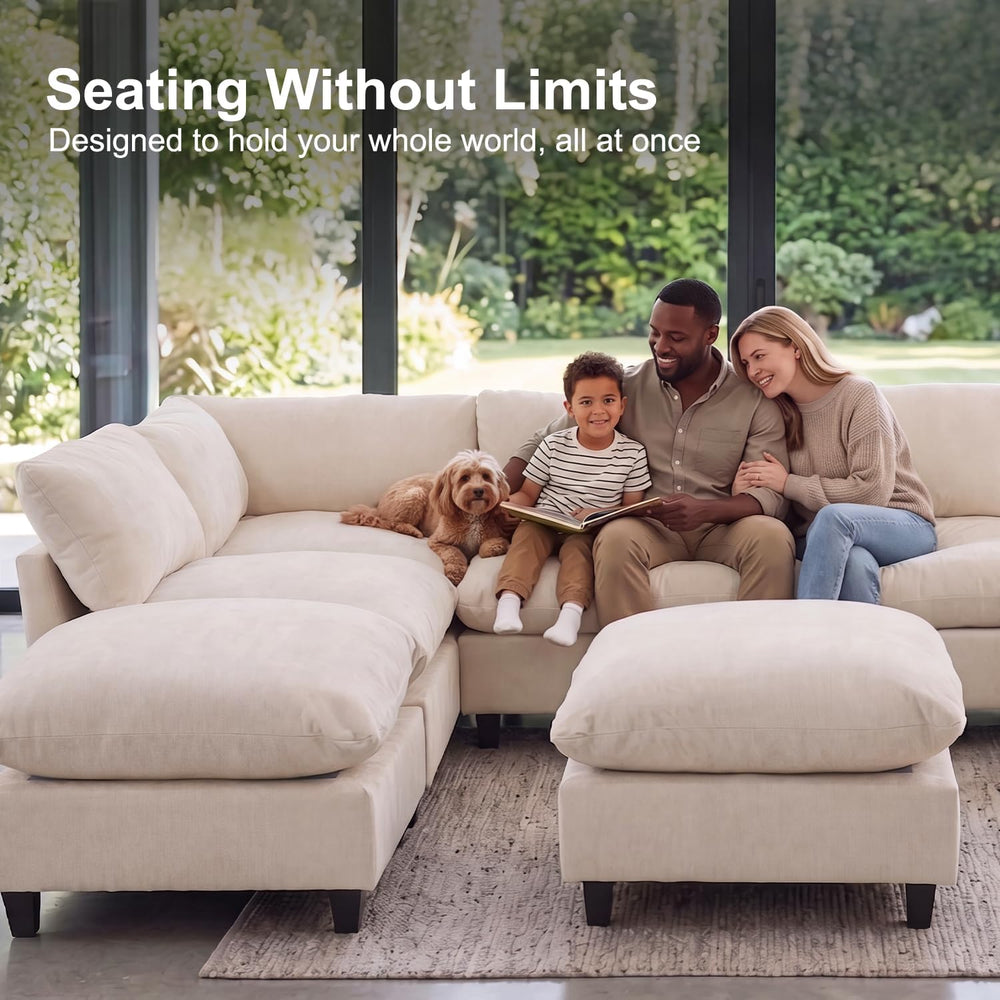 Iroomy Modular Sectional Sofa, U Shaped Chenille Cloud Couch Deep Comfy Seat,...