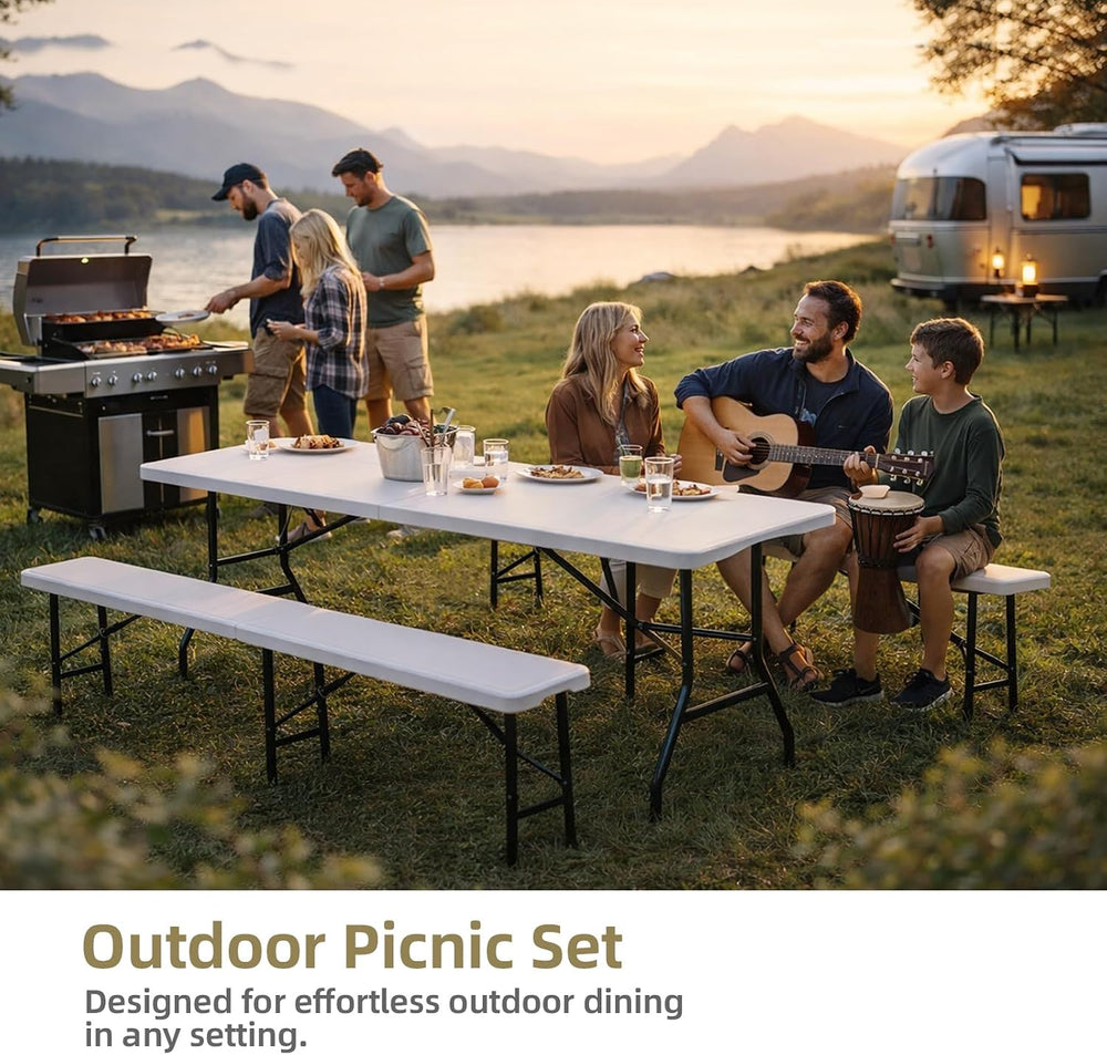 6 Feet Picnic Table Set with 2 Benches