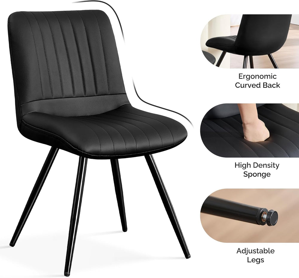 Dining Chairs Set of 4, Modern Dining Chairs with Thick Cushions, PU Leather ...