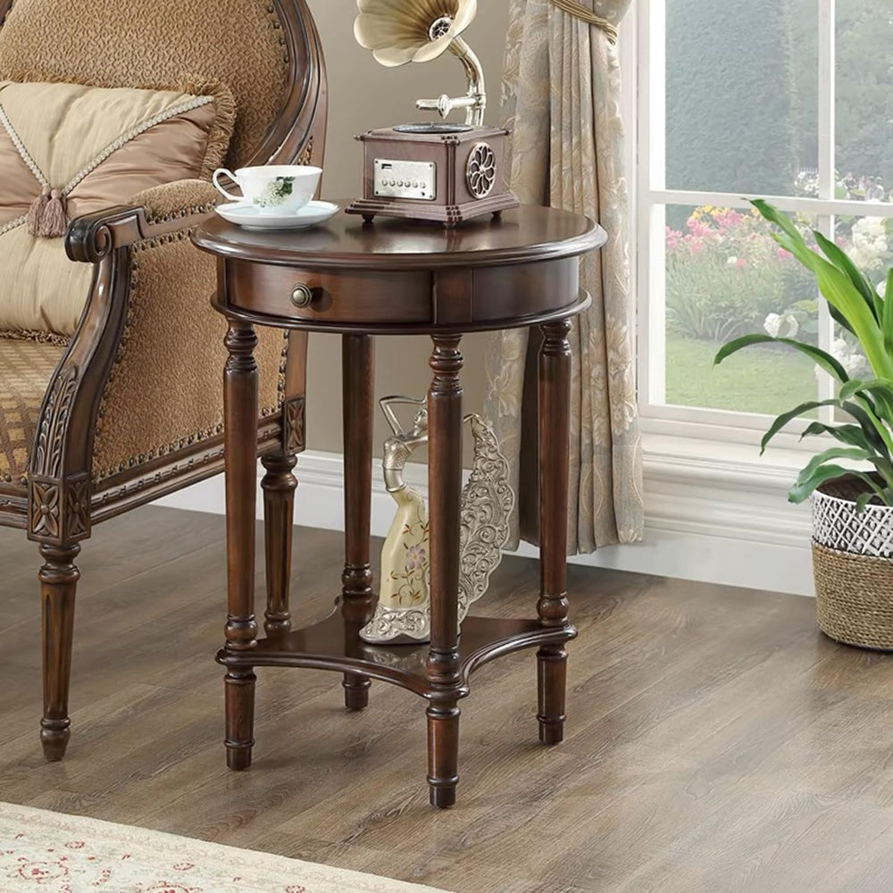 YUNMUAIR-Vintage End Side Table Solid Wood End Table with Drawer and Storage ...