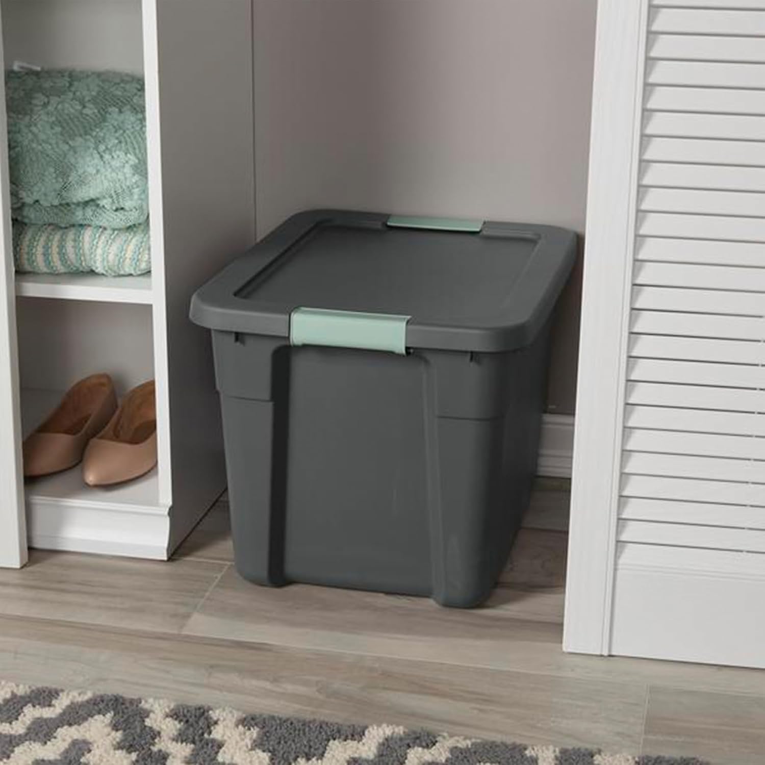 Sterilite Latch Tote Storage with Lids for Home & Office, 12 Gallon, 6-Pack | Heavy-Duty and Stackable Plastic Containers with Latches for Closet, Cabinet, Bedroom, Bathroom and Dorm Room Organization