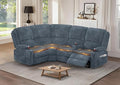 Manual Reclining Sectional Sofa Set, 4 Seats Soft Fabric Recliner Corner Sectional Couch, Family-Sized L-Shaped Recliner Couch with USB Charging, Thickened Padding, Sturdy Frame, Blue