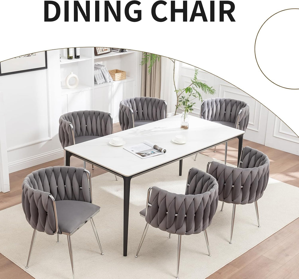 Velvet Dining Chairs Set of 6, Upholstered Dining Room Chairs with Metal Legs...