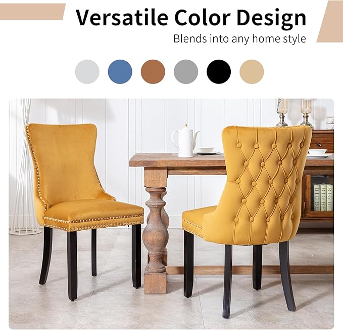 Modern Dining Chairs Set of 4, Upholstered Dining Chair with Full Back and Bu...