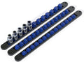 FivePears 3PCS 360° Socket Organizer Twist Lock,3/8 1/4 1/2 Socket Storage Rails, Premium Quality Socket Holders for Tool Box ，Tool Carts，Contains up to 40 Clips (Blue, Red and Black)