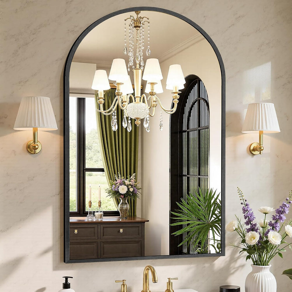 Sweetcrispy 26.5"x38" Arched Black Bathroom Mirrors for Wall, Bathr...