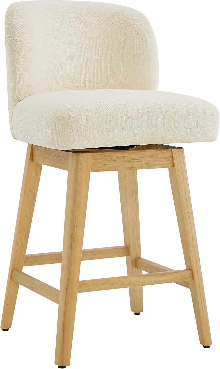 CHITA 26.8" Swivel Counter Stool, Set of 2, Cream Chenille