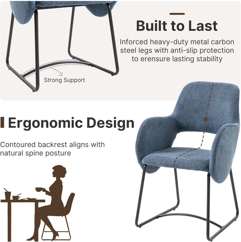 Mid-Century Modern Dining Chair, Upholstered Single Chair with Armrests, 350 ...