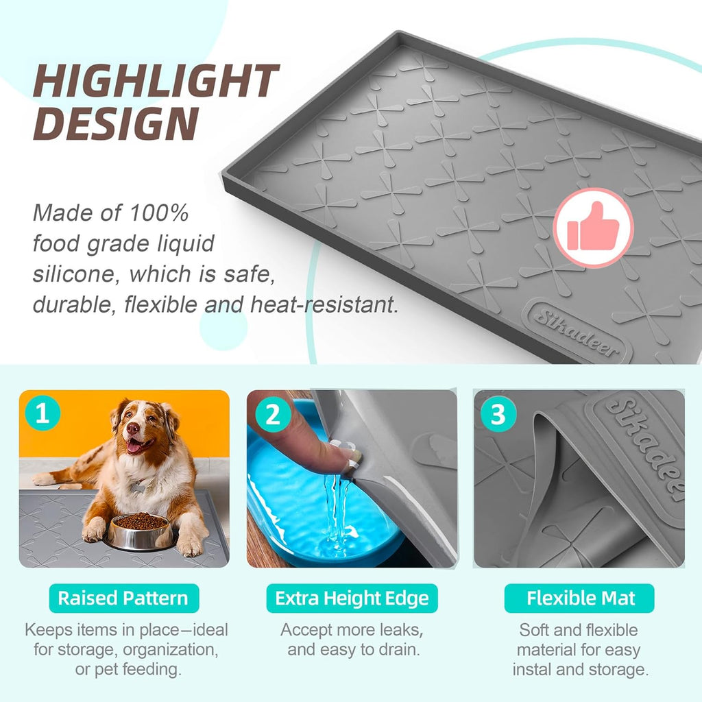 SIKADEER 28" x 19" Under Sink Mat Waterproof, Silicone Mat Kitchen Drawer Shelf and Cabinet Liner, Sink Protector for Kitchen Organizers and Storage, Boot Tray Pet Food Mats
