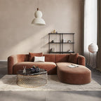 Acanva Luxury Modern Tight Curved Back Velvet Sofa, Minimalist Style Comfy Couch for Living Room Apartment, L-Shape Right Chaise, Tangerine