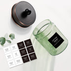 Amolliar Sage Green Apothecary Glass Jar With Metal Lid & Stickers, Bathroom Qtip Holder Storage Canister, Farmhouse Decor for Cotton Balls, Cotton Swabs, Makeup Pads, Bath Salt, Floss,ORB 1 Pack