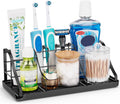 Bathroom Countertop Organizer - Detachable 7 Slots Kids Electric Black Toothbrush and Toothpaste Holder Drainage Tray for Bathroom Accessories Organization Counter Vanity Sink Storage